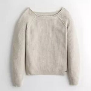 Hollister rib knit sweater off shoulder oatmeal cozy soft